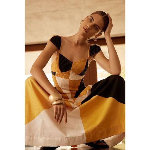 SWF CAP SLEEVE SHIRRED Maxi Dress - Future Focused size S NWT $399 - Picture 1 of 9